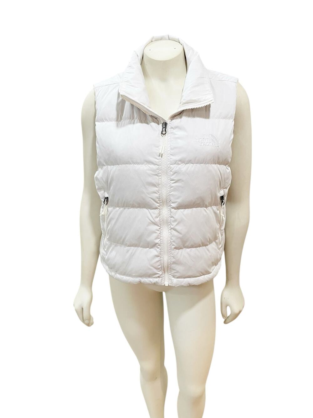 The North Face White Puffer Vest White Logo Medium